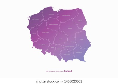 graphic vector map of poland
