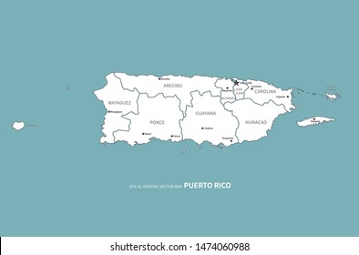 graphic vector map of puerto rico