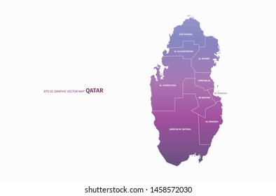 graphic vector map of qatar