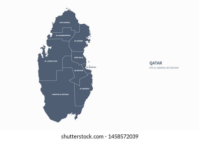graphic vector map of qatar