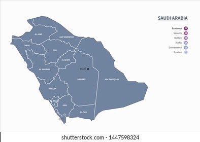 graphic vector map of saudi arabia