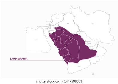 graphic vector map of saudi arabia