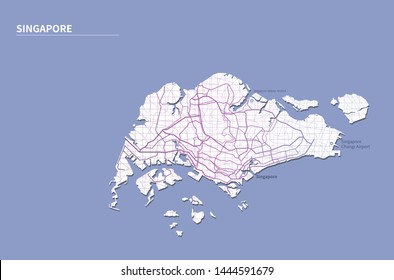 graphic vector map of singapore