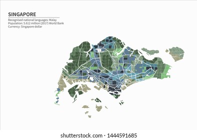 graphic vector map of singapore