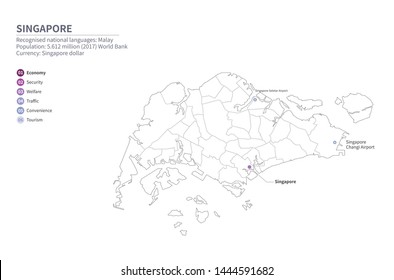 graphic vector map of singapore.
singapore map. city map.