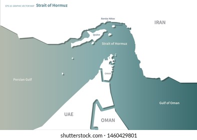 Graphic Vector Map Of Strait Of Hormuz