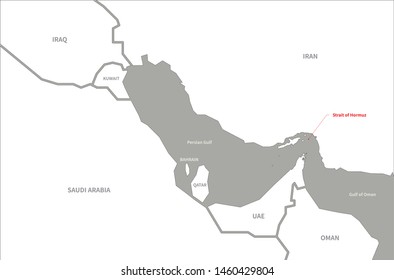 Graphic Vector Map Of Strait Of Hormuz