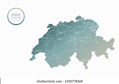 graphic vector map of switzerland