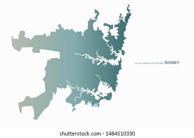 graphic vector map of sydney.
australia map.