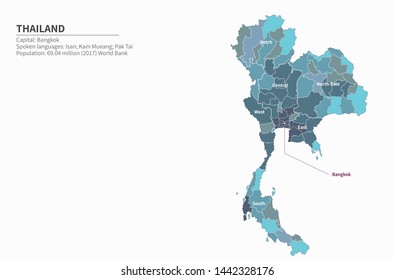 graphic vector map of Thailand.
Thailand map.