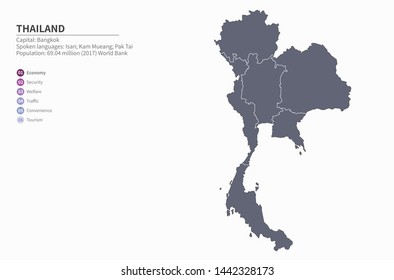 Graphic Vector Map Of Thialand