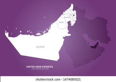 graphic vector map of united arab emirates