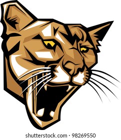 Graphic Vector Mascot Image of a Mountain Lion Head