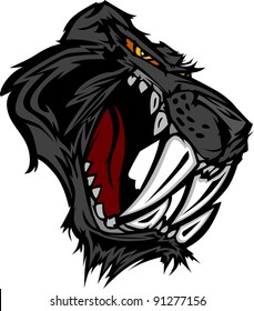 Graphic Vector Mascot Image of a Saber Cat Black Panther Head