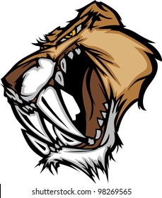 Graphic Vector Mascot Image of a Saber Cat Cougar Head