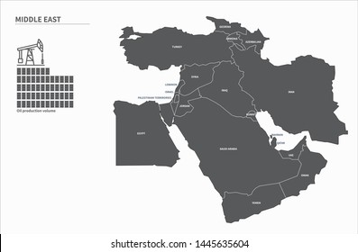 graphic vector  of middle east countries  map. arab map.