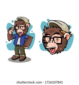 Vector gráfico de caricatura al estilo de Monkeyman, perfecto para el logotipo de mascota, icono, etc