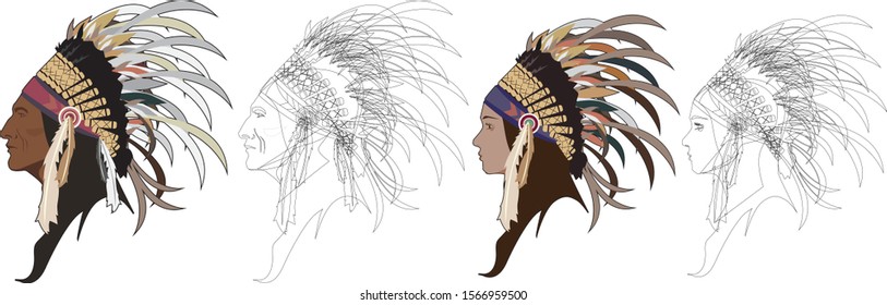 graphic vector of native American illustration.