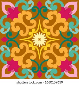 Graphic vector ornaments for tiles, majolica.