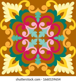 Graphic vector ornaments for tiles, majolica.