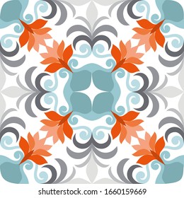 Graphic vector ornaments for tiles, majolica.