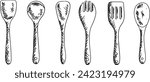 graphic vector outline ink kitchenware