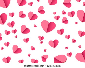 Graphic vector paper-like heart background pattern; love, sweet, valentine, heart