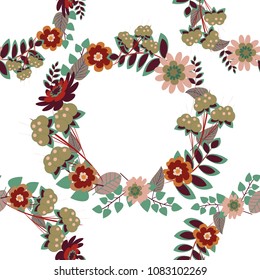 Graphic vector pattern. Floral ornament. A seamless vector background. Wallpaper in the floral style. Purple, beige and green texture.
