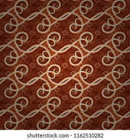 Graphic vector pattern. Gray, orange and brown texture. Wallpaper in the floral style. A seamless vector background. Floral ornament.