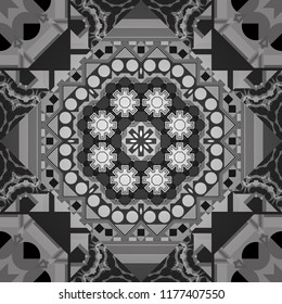 Graphic vector pattern. A seamless background. Abstract ornament. White, gray and black texture. Wallpaper in the geometrical style.