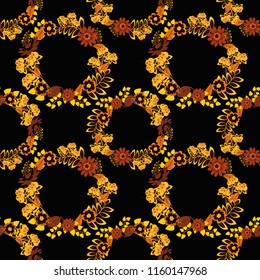 Graphic vector pattern. Wallpaper in the floral style. A seamless vector background. White, orange and brown texture. Floral ornament.