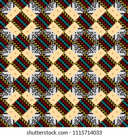 Graphic vector pattern. Wallpaper in the geometrical style. Abstract ornament. A seamless background. Gray, black and beige texture.