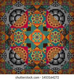 Graphic vector pattern. Wallpaper in the geometrical style. A seamless background. Abstract ornament. Gray, blue and brown texture.