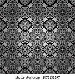 Graphic vector pattern. White, gray and black texture. Abstract ornament. Wallpaper in the geometrical style. A seamless background.