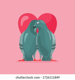 graphic vector of a romantic pair of doves illustration,perfect for print, giftcard or etc