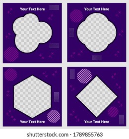 graphic vector of social media post template with purple color