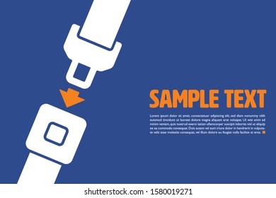 Graphic vector template with safety belt and sample text on turquoise background