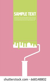 Graphic vector template with sample text in area painted by paint roller