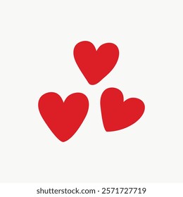 Graphic vector Three vibrant red hearts illustration. Red hearts illustration for Valentine's Day vector. Love icon with hearts vector design element