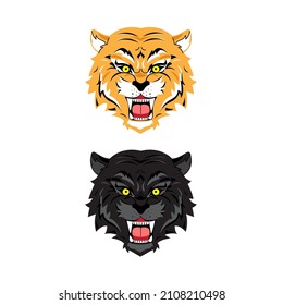 Graphic vector tiger head design element.