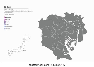 graphic vector of tokyo map.
tokyo in japan map. japan capital map.