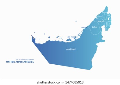graphic vector of united arab emirates map. middle east country map. uae map.