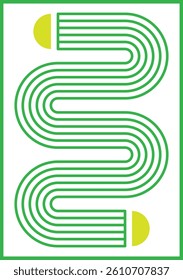 graphic vector for wall decoration curved lines green on white background