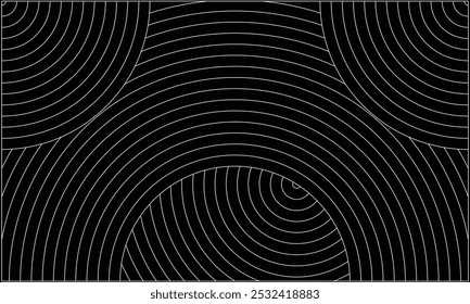 Vector gráfico del fondo circular del patrón de la línea de color blanco con la pantalla negra