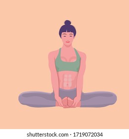 Graphic vector of woman doing yoga pose, concept of coronavirus covid 19, epidemics found around the world.