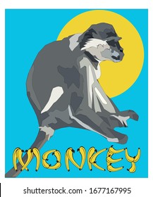 graphic vector work about monkey at the zoo