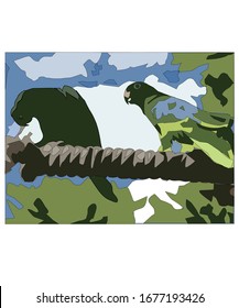graphic vector work about parrot at the zoo