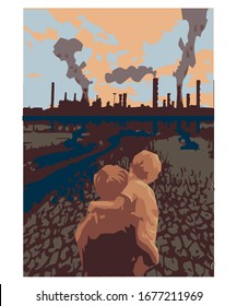 graphic vector work on environmental pollution