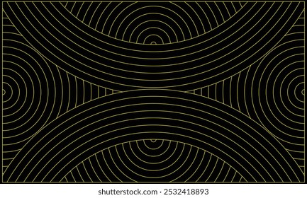 graphic vector of yellow color line circular pattern background with black screen