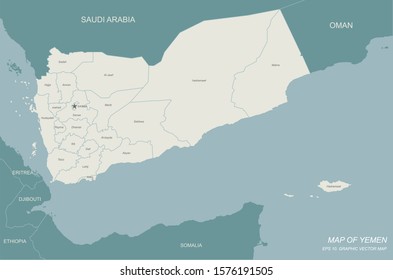 graphic vector of yemen map. middle east countries map. 